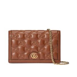 Replica Gucci GG Matelasse Chain Wallet 723787 Coffee