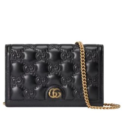 Fake Gucci GG Matelasse Chain Wallet 723787 Black Replica