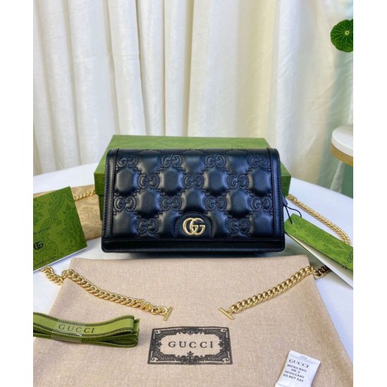 Replica Gucci GG Matelasse Chain Wallet 723787 Black Fake Gucci GG Matelasse Chain Wallet 723787 Black Replica