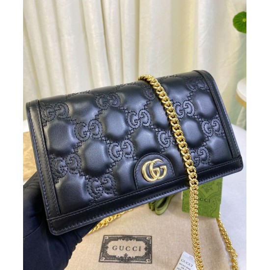 Replica Gucci GG Matelasse Chain Wallet 723787 Black Fake Gucci GG Matelasse Chain Wallet 723787 Black Replica