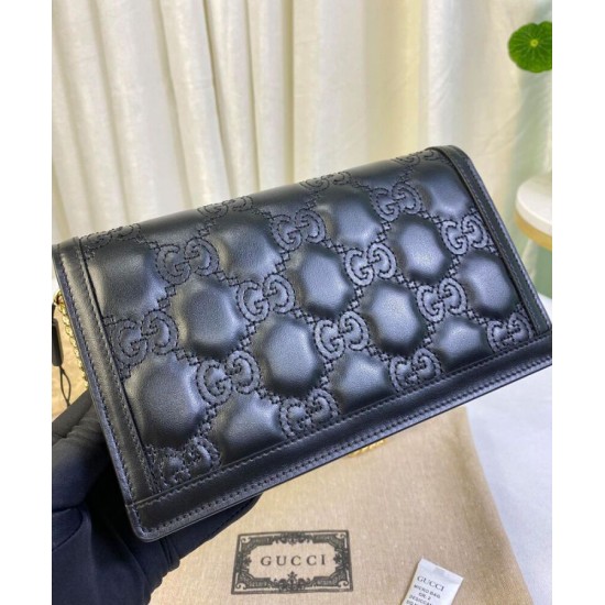 Replica Gucci GG Matelasse Chain Wallet 723787 Black Fake Gucci GG Matelasse Chain Wallet 723787 Black Replica