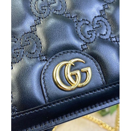 Replica Gucci GG Matelasse Chain Wallet 723787 Black Fake Gucci GG Matelasse Chain Wallet 723787 Black Replica