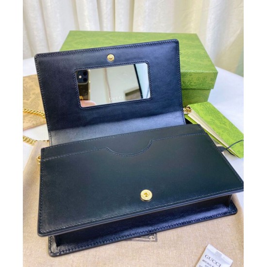 Replica Gucci GG Matelasse Chain Wallet 723787 Black Fake Gucci GG Matelasse Chain Wallet 723787 Black Replica