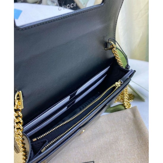 Replica Gucci GG Matelasse Chain Wallet 723787 Black Fake Gucci GG Matelasse Chain Wallet 723787 Black Replica