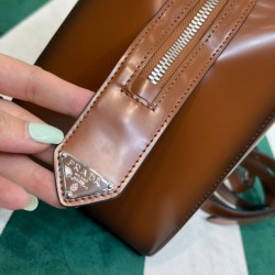 Replica Prada Medium Brushed Leather Prada Supernova Handbag 1BA365 Coffee