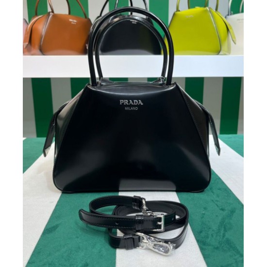 Fake Prada Small Brushed Leather Prada Supernova Handbag 1BA366 Black Replica Replica Prada Small Brushed Leather Prada Supernova Handbag 1BA366 Black