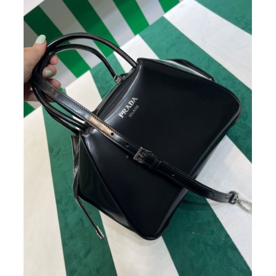 Fake Prada Small Brushed Leather Prada Supernova Handbag 1BA366 Black Replica Replica Prada Small Brushed Leather Prada Supernova Handbag 1BA366 Black