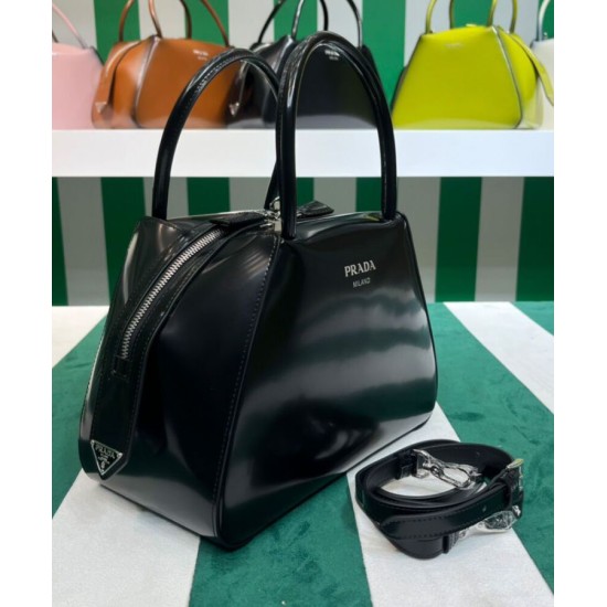 Fake Prada Small Brushed Leather Prada Supernova Handbag 1BA366 Black Replica Replica Prada Small Brushed Leather Prada Supernova Handbag 1BA366 Black