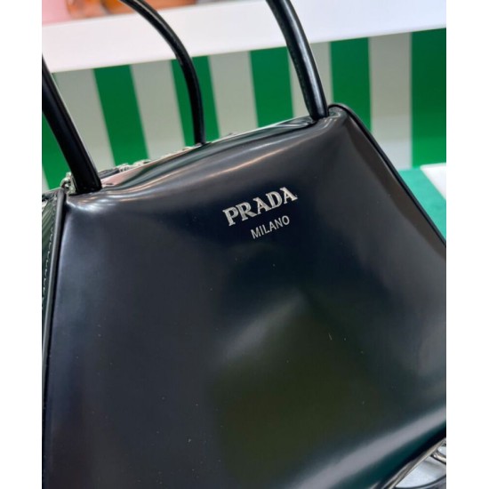 Fake Prada Small Brushed Leather Prada Supernova Handbag 1BA366 Black Replica Replica Prada Small Brushed Leather Prada Supernova Handbag 1BA366 Black