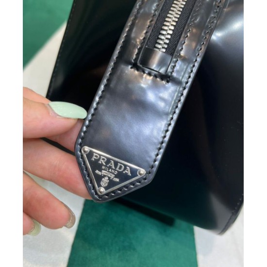 Fake Prada Small Brushed Leather Prada Supernova Handbag 1BA366 Black Replica Replica Prada Small Brushed Leather Prada Supernova Handbag 1BA366 Black