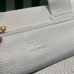 Replica Prada Medium Leather Tote Bag 1BG384 Cream