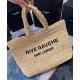 Replica YSL Saint Laurent Rive Gauche Supple Tote Bag In Raffia Crochet Apricot