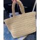 Replica YSL Saint Laurent Rive Gauche Supple Tote Bag In Raffia Crochet Apricot