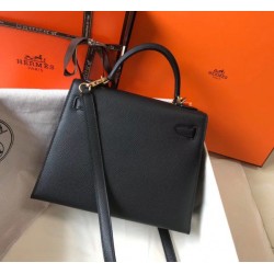 Replica Hermes Kelly 25cm Sellier Bag Epsom Leather Black Fake Hermes Kelly 25cm Sellier Bag Epsom Leather Black Replica