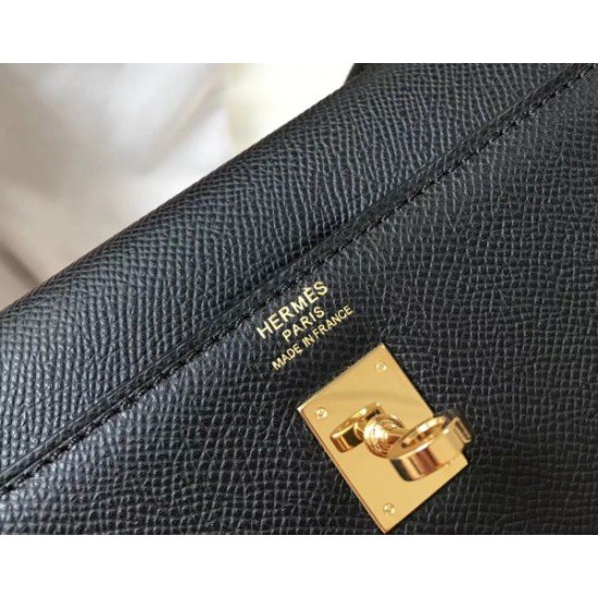 Replica Hermes Kelly 25cm Sellier Bag Epsom Leather Black Fake Hermes Kelly 25cm Sellier Bag Epsom Leather Black Replica