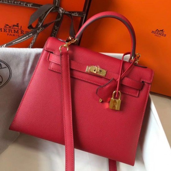 Replica Hermes Kelly 25cm Sellier Bag Epsom Leather Red Fake Hermes Kelly 25cm Sellier Bag Epsom Leather Red Replica