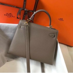 Replica Hermes Kelly 25cm Sellier Bag Epsom Leather Taupe