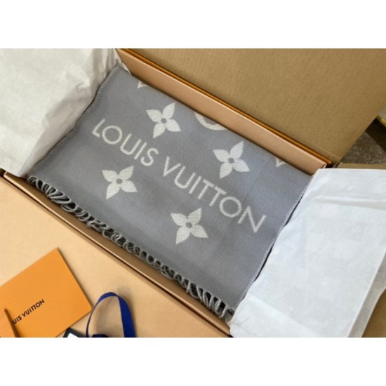 Replica Louis Vuitton LV Essential Scarf In Grey Wool M77727 Replica Louis Vuitton LV Essential Scarf In Grey Wool M77727