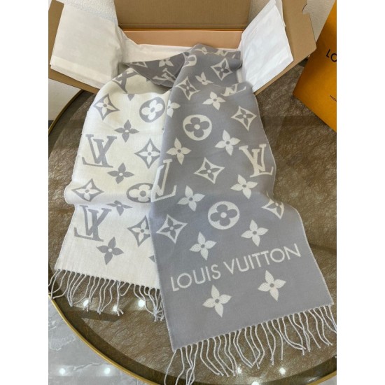 Replica Louis Vuitton LV Essential Scarf In Grey Wool M77727 Replica Louis Vuitton LV Essential Scarf In Grey Wool M77727