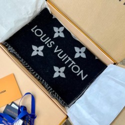 Replica Louis Vuitton LV Essential Scarf In Black Wool M77853