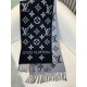 Replica Louis Vuitton LV Essential Scarf In Black Wool M77853 Replica Louis Vuitton LV Essential Scarf In Black Wool M77853