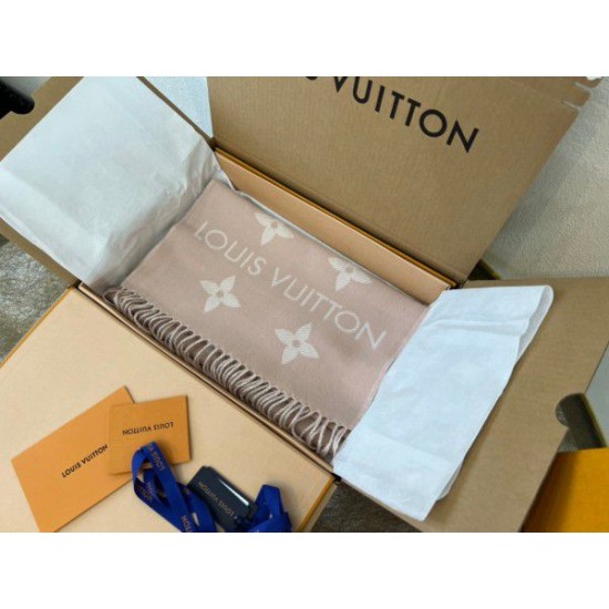 Fake Louis Vuitton LV Essential Scarf In Beige Rose Wool M77854 Replica