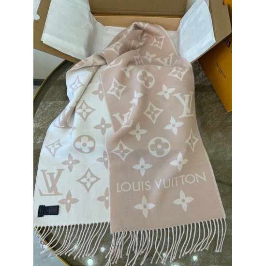 Fake Louis Vuitton LV Essential Scarf In Beige Rose Wool M77854 Replica
