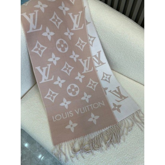 Fake Louis Vuitton LV Essential Scarf In Beige Rose Wool M77854 Replica