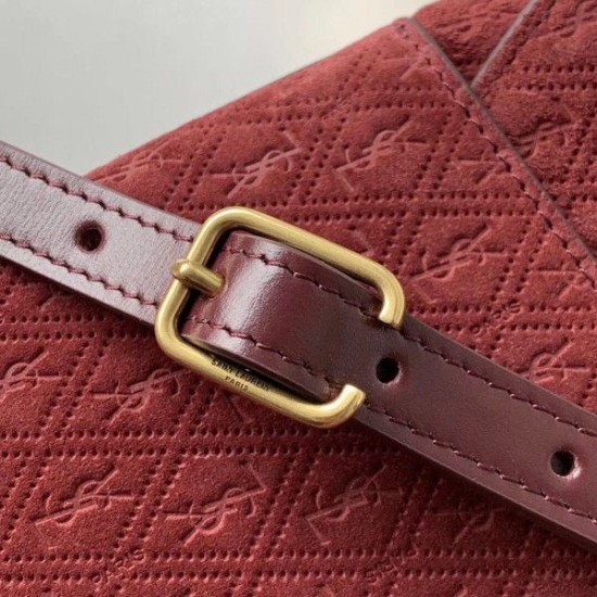 Replica YSL Saint Laurent Monogram All Over Small Satchel In Bordeaux Suede Replica YSL Saint Laurent Monogram All Over Small Satchel In Bordeaux Suede