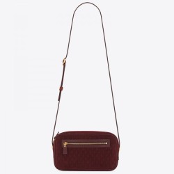 Replica YSL Saint Laurent Monogram All Over Camera Bag In Bordeaux Suede