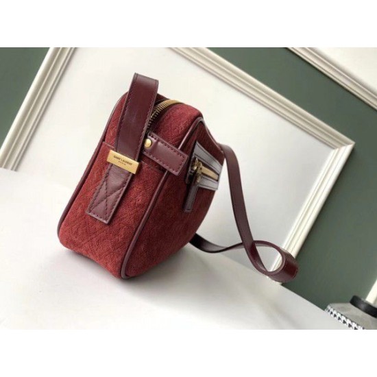 Replica YSL Saint Laurent Monogram All Over Camera Bag In Bordeaux Suede Replica YSL Saint Laurent Monogram All Over Camera Bag In Bordeaux Suede