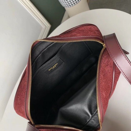 Replica YSL Saint Laurent Monogram All Over Camera Bag In Bordeaux Suede Replica YSL Saint Laurent Monogram All Over Camera Bag In Bordeaux Suede