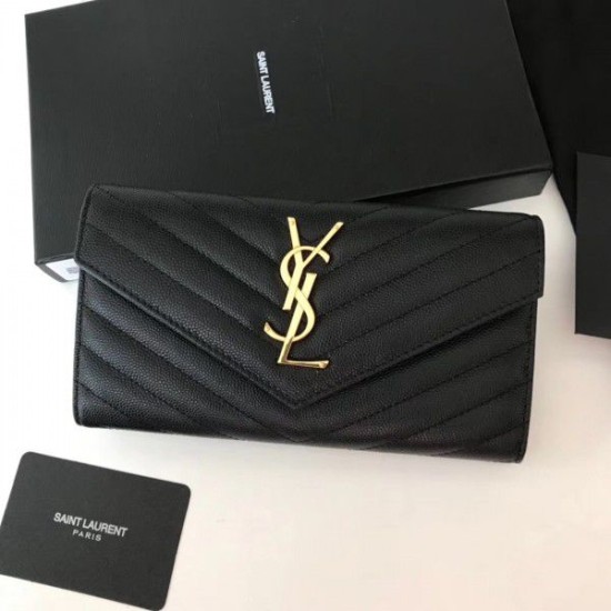 Replica YSL Saint Laurent Large Monogram Flap Wallet Black Fake YSL Saint Laurent Large Monogram Flap Wallet Black Replica