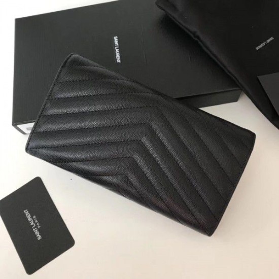 Fake YSL Saint Laurent Large Monogram Flap Wallet Black Silver Replica Fake YSL Saint Laurent Large Monogram Flap Wallet Black Silver Replica