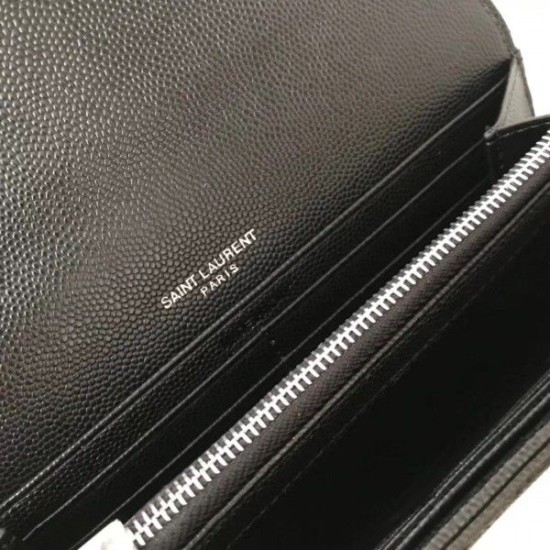 Fake YSL Saint Laurent Large Monogram Flap Wallet Black Silver Replica Fake YSL Saint Laurent Large Monogram Flap Wallet Black Silver Replica