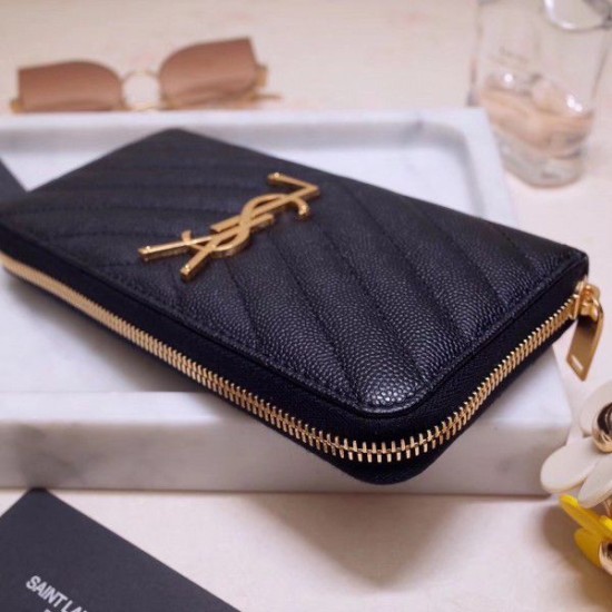 Replica YSL Saint Laurent Monogram Zip Around Wallet Black Replica YSL Saint Laurent Monogram Zip Around Wallet Black