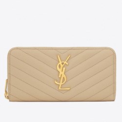 Replica YSL Saint Laurent Monogram Zip Around Wallet Powder