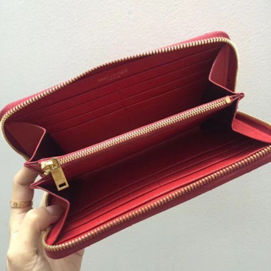 Fake YSL Saint Laurent Monogram Zip Around Wallet Red Replica Fake YSL Saint Laurent Monogram Zip Around Wallet Red Replica