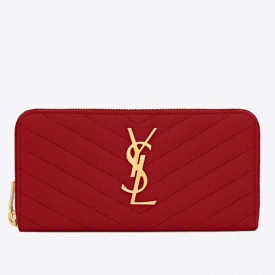 Fake YSL Saint Laurent Monogram Zip Around Wallet Red Replica Fake YSL Saint Laurent Monogram Zip Around Wallet Red Replica