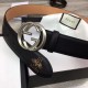 Fake Gucci Men Belts With Double G Buckle 4cm Silver Hardware Replica