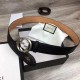 Fake Gucci Men Belts With Double G Buckle 4cm Silver Hardware Replica