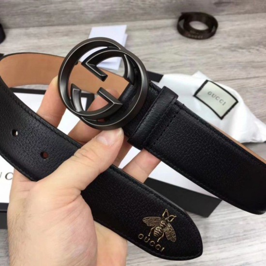 Replica Gucci Men Belts With Double G Buckle 4cm Black Hardware