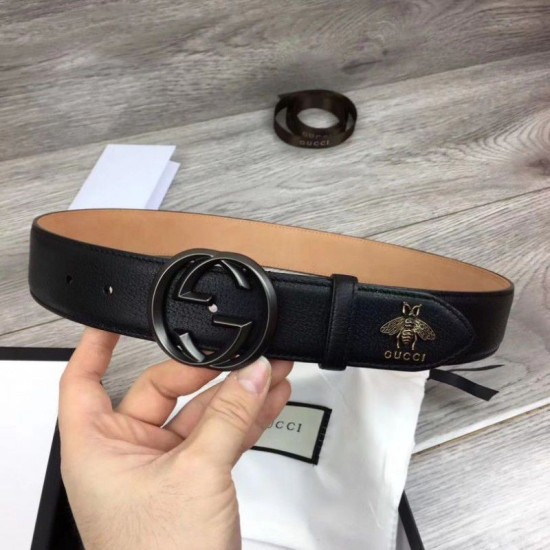 Replica Gucci Men Belts With Double G Buckle 4cm Black Hardware