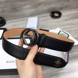 Replica Gucci Men Belts With Double G Buckle 4cm Black Hardware