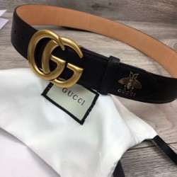 Fake Gucci Men Belts With Double G Buckle 4cm Glod Hardware Replica