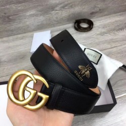 Fake Gucci Men Belts With Double G Buckle 4cm Glod Hardware Replica