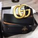 Fake Gucci Men Belts With Double G Buckle 4cm Glod Hardware Replica