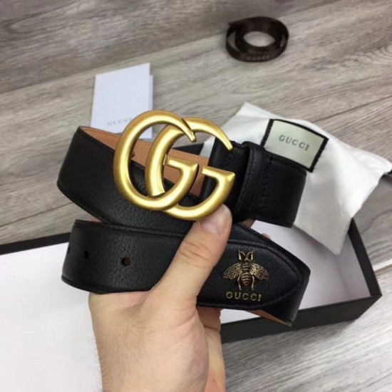 Fake Gucci Men Belts With Double G Buckle 4cm Glod Hardware Replica
