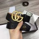 Fake Gucci Men Belts With Double G Buckle 4cm Glod Hardware Replica
