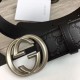 Replica Gucci Signature Men Belt With G Buckle Black 411924 Silver Hardware